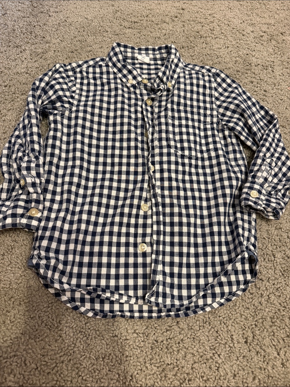 Baby Gap Classic Navy & White Gingham Button-Up Shirt for Kids